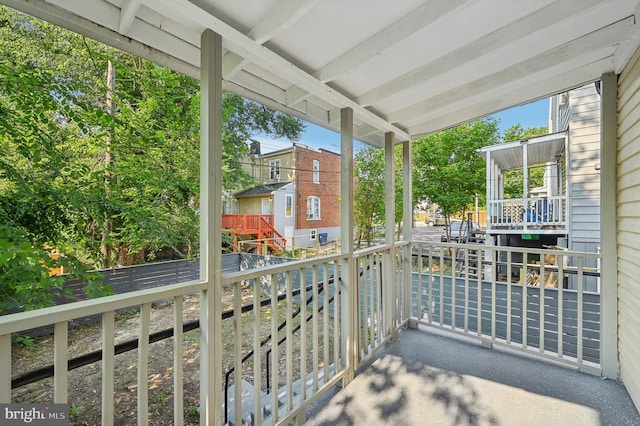 balcony featuring a porch