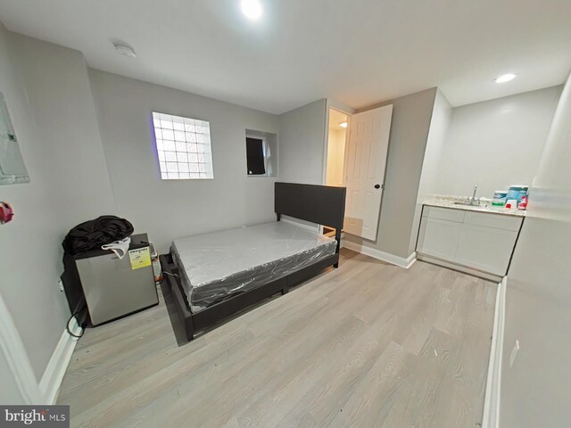 bedroom featuring light hardwood / wood-style flooring