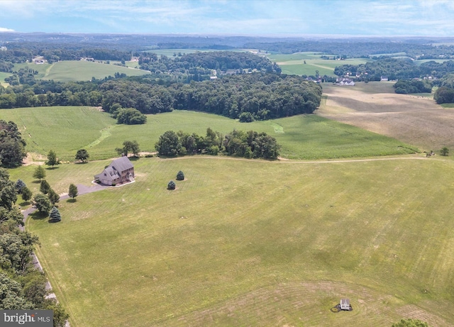 drone / aerial view featuring a rural view