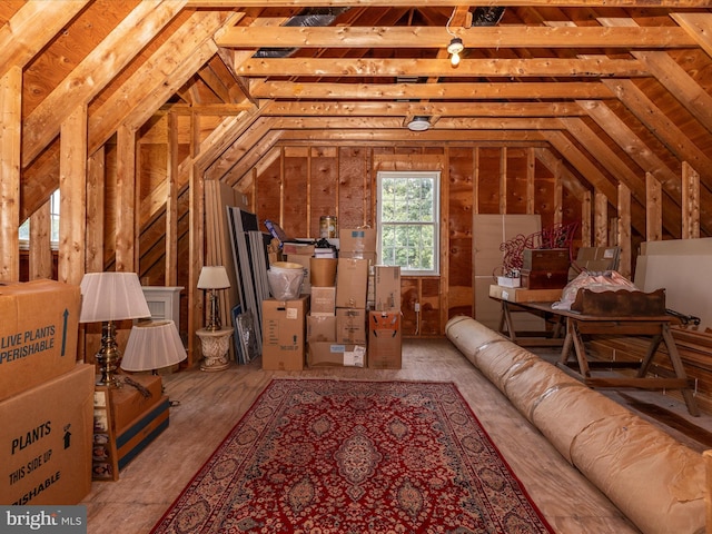 view of unfinished attic