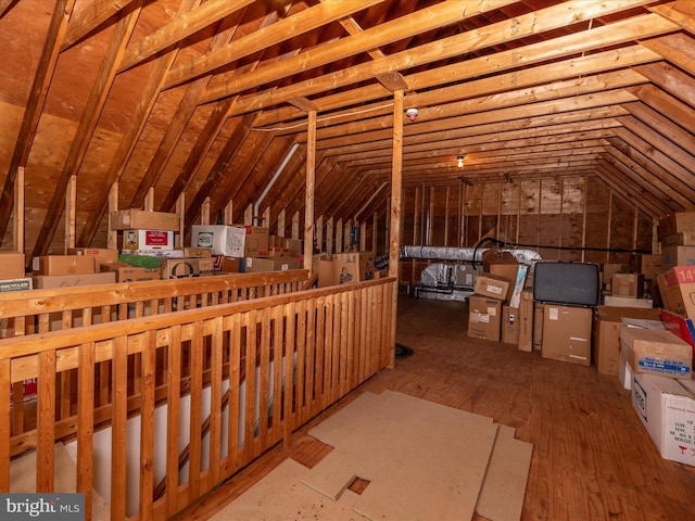 view of unfinished attic