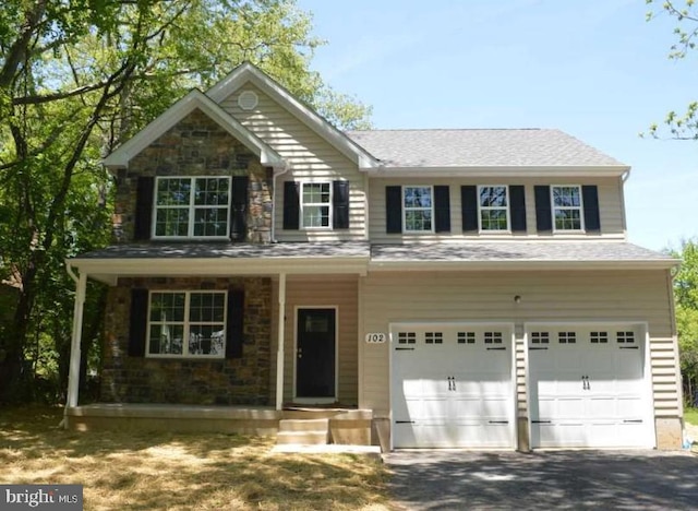 view of front of house with a garage