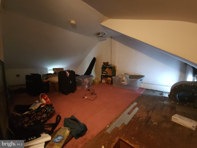 additional living space with hardwood / wood-style flooring and lofted ceiling