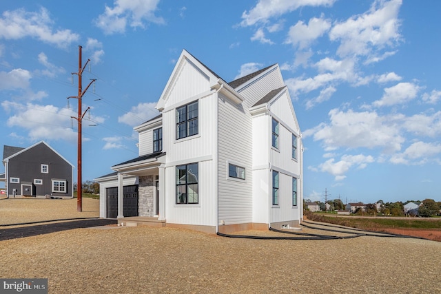 exterior space featuring a garage