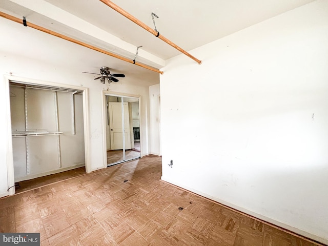 unfurnished bedroom featuring light parquet floors