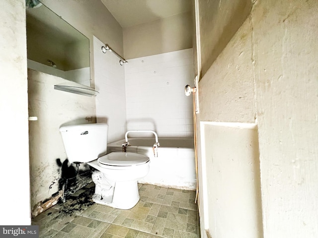 bathroom with plus walk in shower and toilet