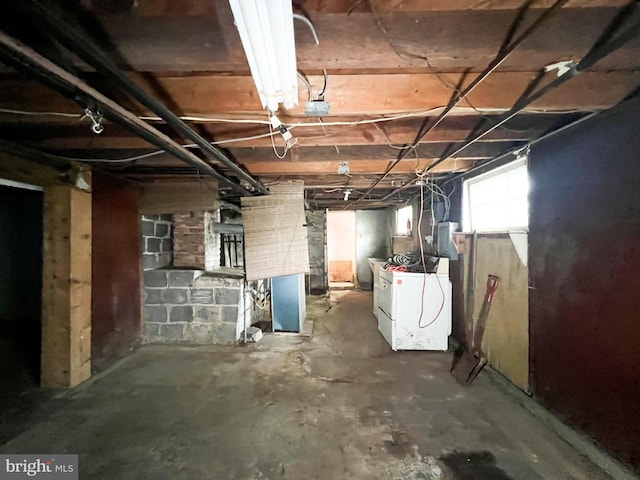 basement featuring washer and dryer