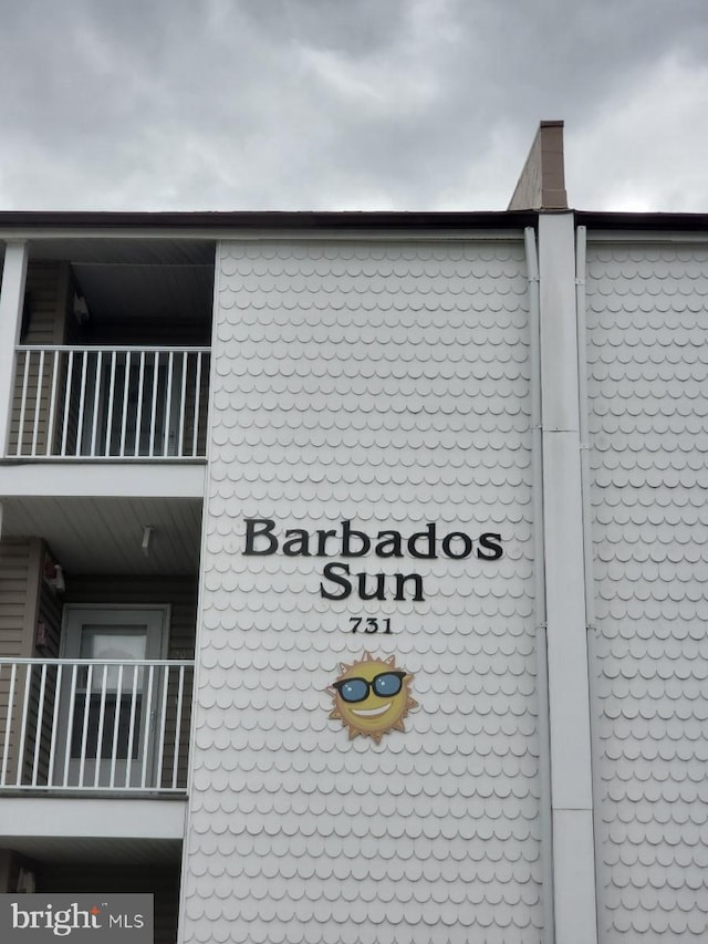 view of home's exterior featuring a balcony