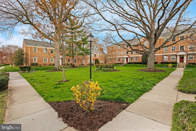 view of property's community with a yard