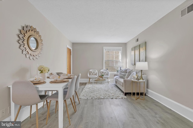 living room featuring hardwood / wood-style floors and a textured ceiling