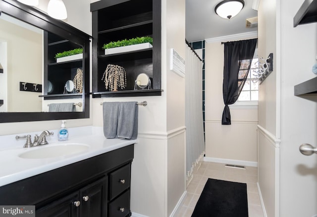 bathroom featuring vanity and tile patterned floors