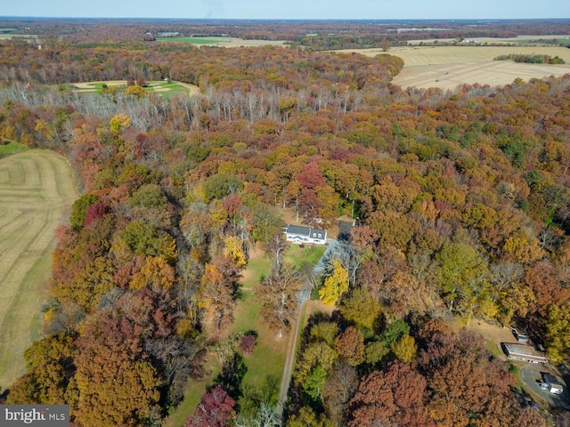 birds eye view of property featuring a rural view