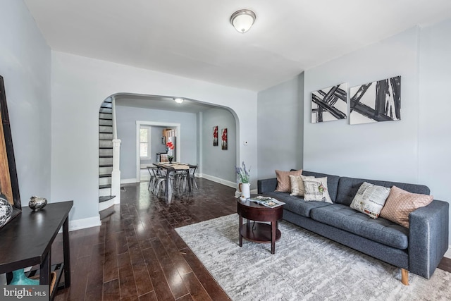 living room with wood-type flooring