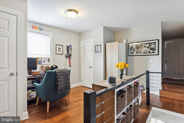 home office featuring wood-type flooring