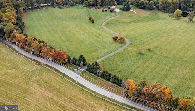 aerial view with a rural view