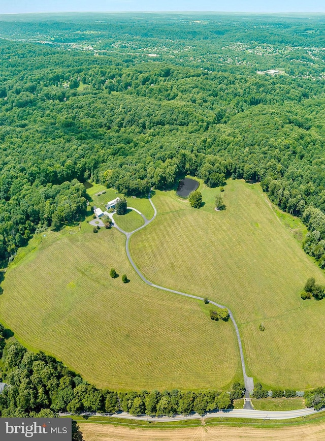 drone / aerial view with a rural view