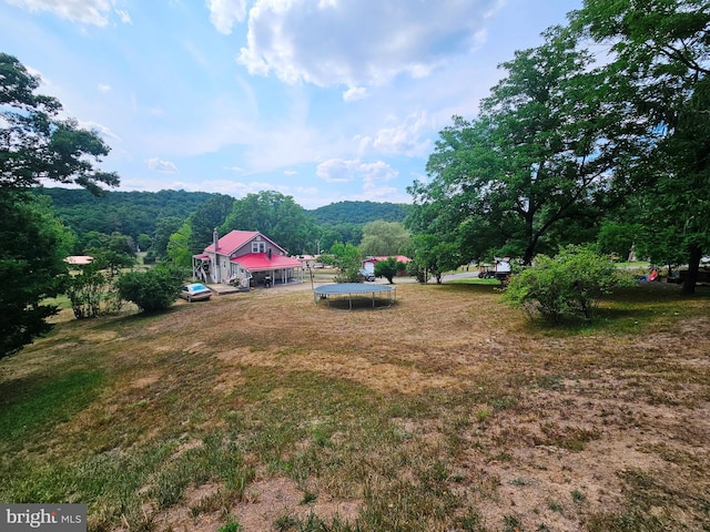 view of yard featuring a trampoline