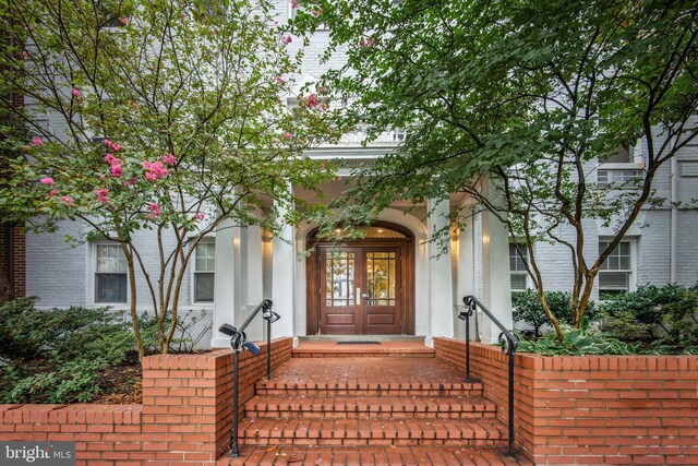 property entrance with french doors