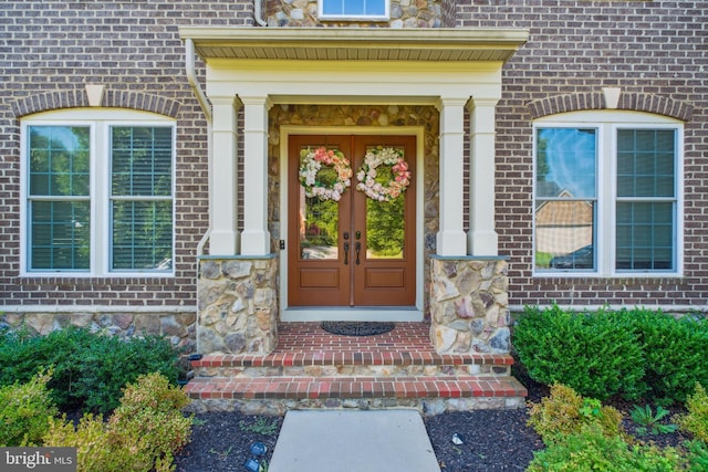 property entrance with french doors