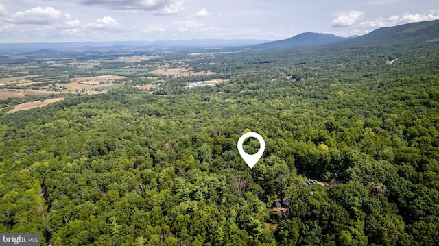 birds eye view of property featuring a mountain view