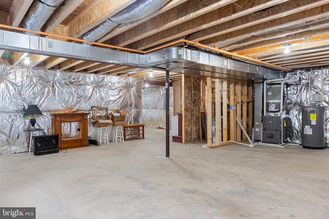 basement with water heater