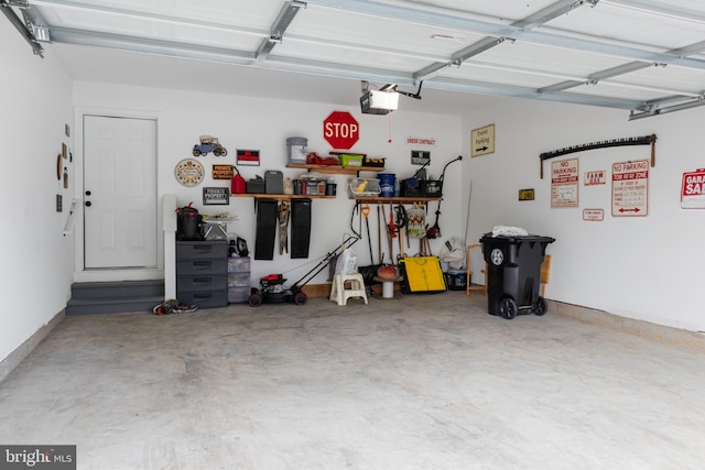 garage featuring a garage door opener