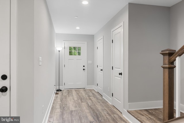 interior space with hardwood / wood-style floors