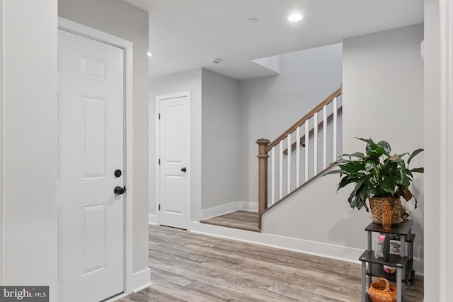 entrance foyer with wood-type flooring