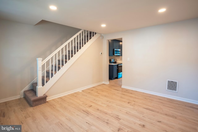 unfurnished living room featuring light hardwood / wood-style floors