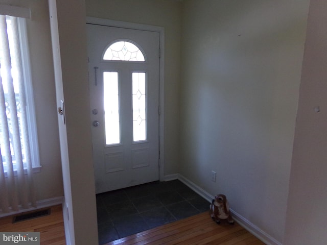 entrance foyer featuring dark hardwood / wood-style flooring