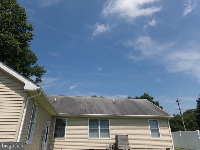 view of property exterior with central air condition unit