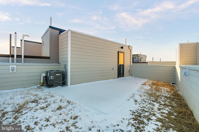 exterior space featuring central air condition unit