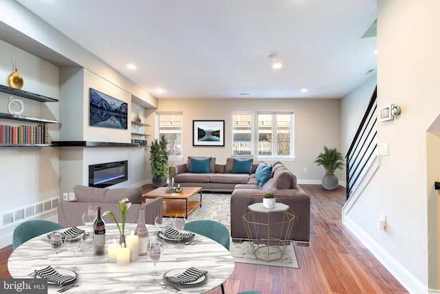 living room featuring hardwood / wood-style flooring