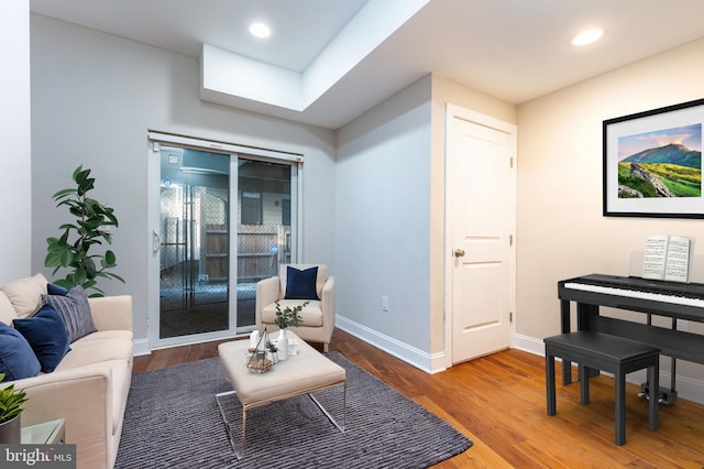 living area featuring hardwood / wood-style flooring