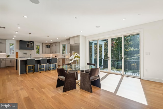 dining room with light hardwood / wood-style flooring