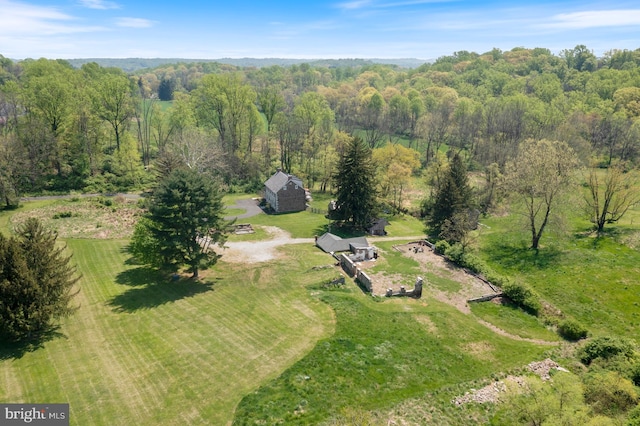 birds eye view of property with a rural view