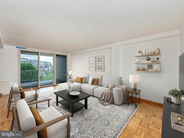 living room with baseboards
