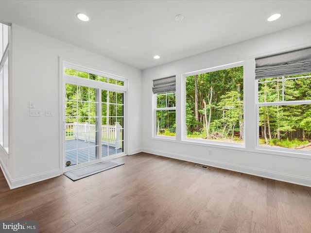 spare room featuring wood-type flooring