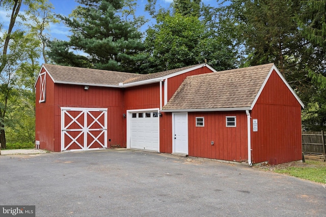 garage with wooden walls