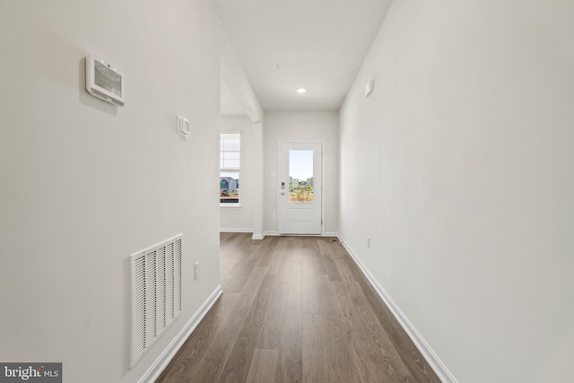 hall featuring dark hardwood / wood-style flooring