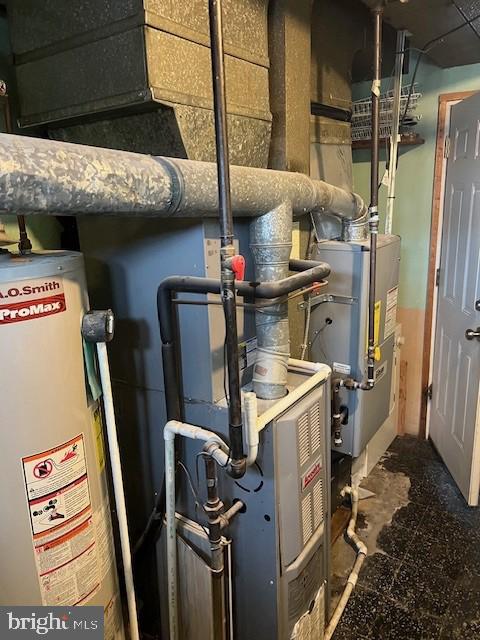 utility room with gas water heater