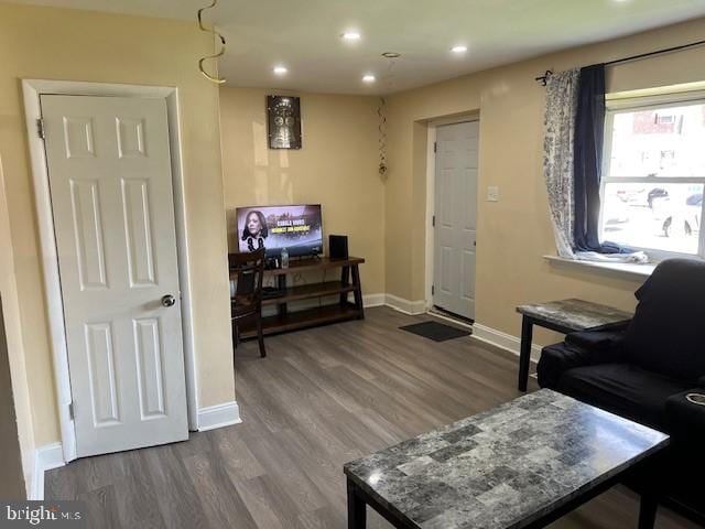 interior space with hardwood / wood-style floors