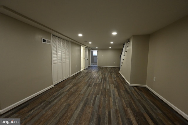 interior space featuring dark wood-type flooring