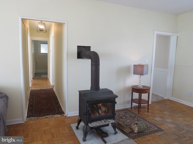 interior space featuring parquet floors