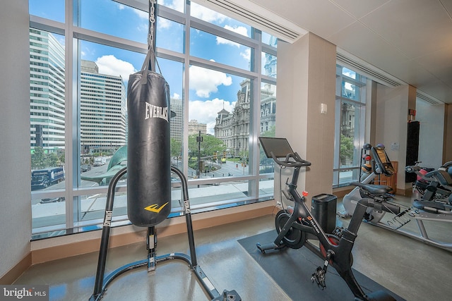 workout area with a healthy amount of sunlight