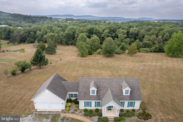 birds eye view of property featuring a mountain view