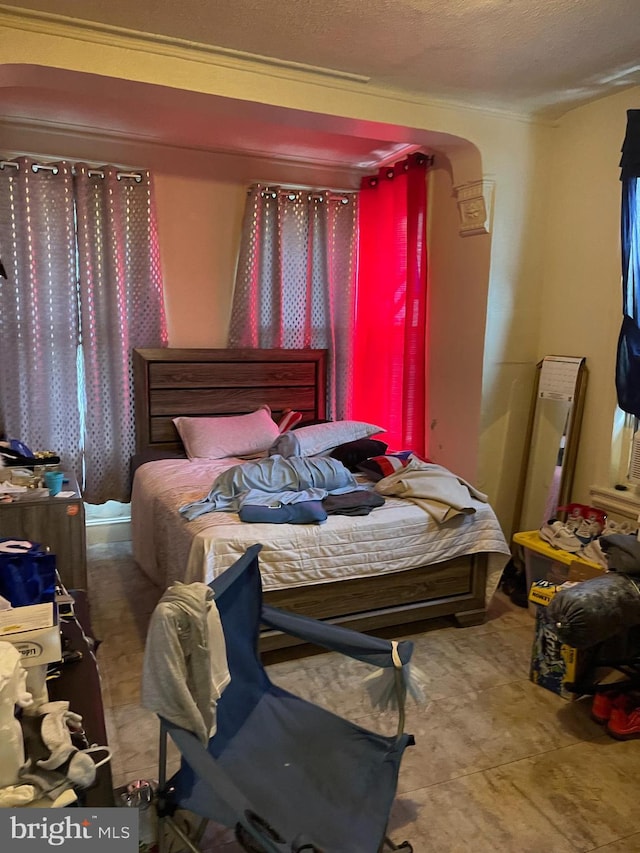 bedroom with a textured ceiling