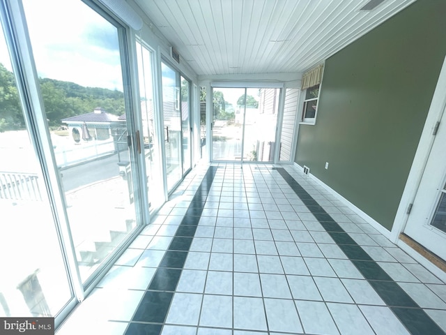 view of unfurnished sunroom