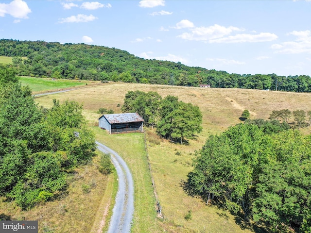 aerial view with a rural view and a forest view