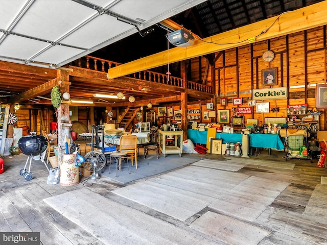 garage with a garage door opener